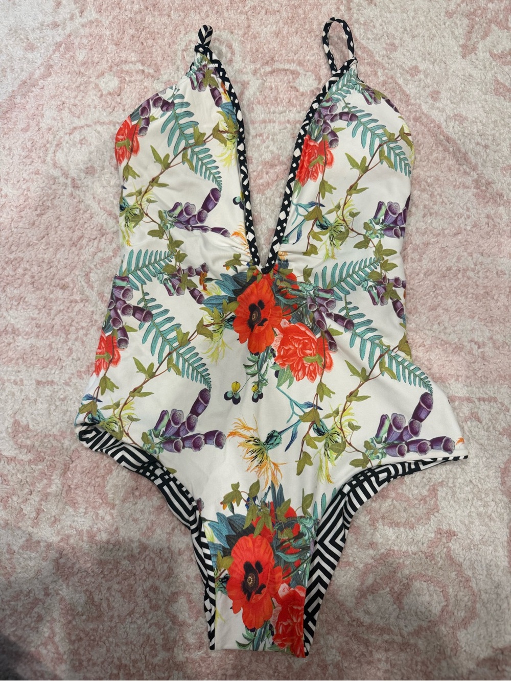 Malai - Floral One-Piece Swimsuit with Bold Red Blooms